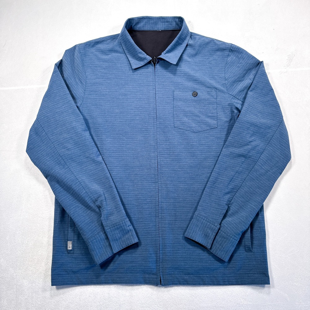 TRAVISMATHEW Men's Size M/L Reversible Power Surge Blue Black Full Zip Jacket - Picture 2 of 6
